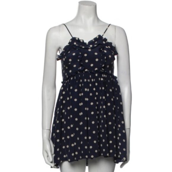 Balenciaga 2017 Silk Navy Polka Dot Mini Dress Size XS - Picture 1 of 8